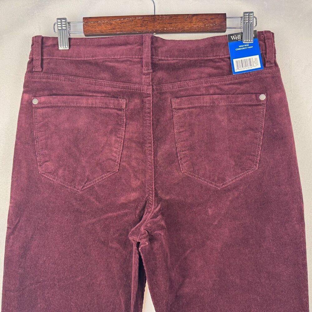 Well Worn Women Sz 10 Red Soft Corduroy Skinny Pants Stretch High Rise NWT B2013