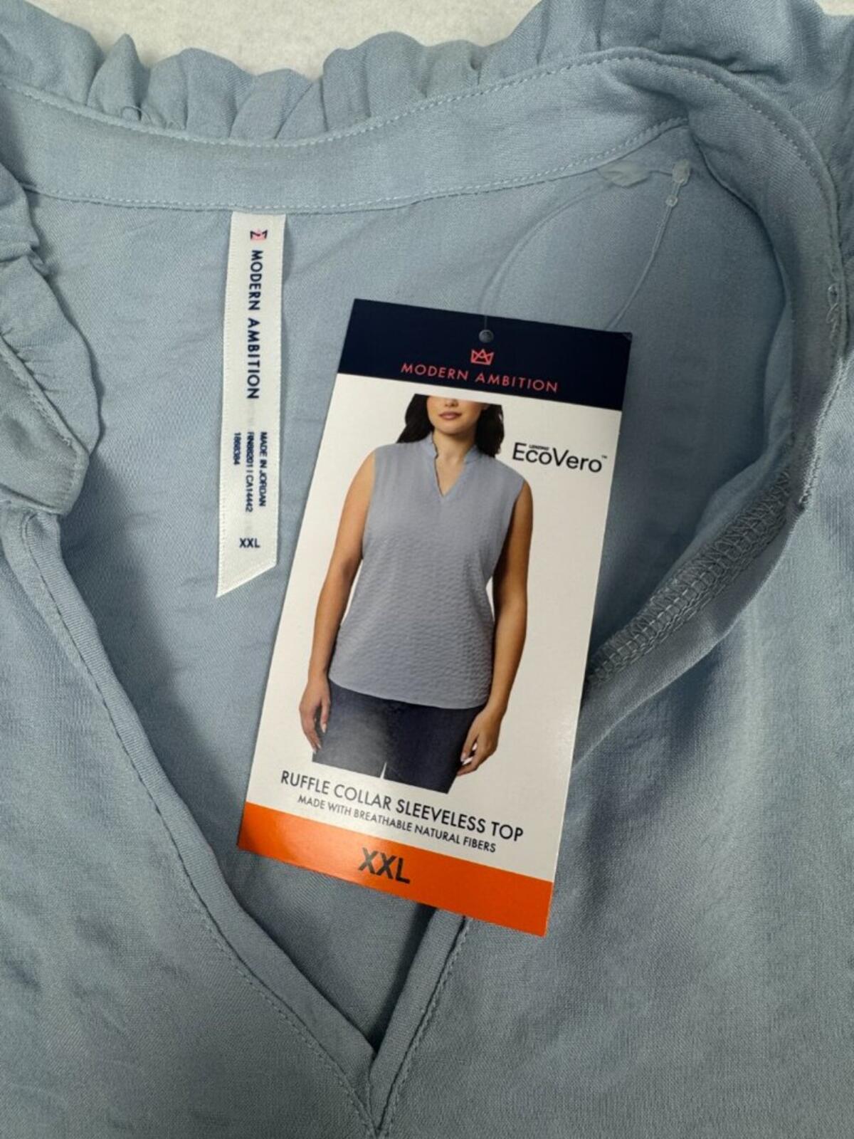 NWT Modern Ambition Blue Sleeveless Textured Blouse XXL B2253