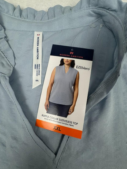 NWT Modern Ambition Blue Sleeveless Textured Blouse XXL B2253