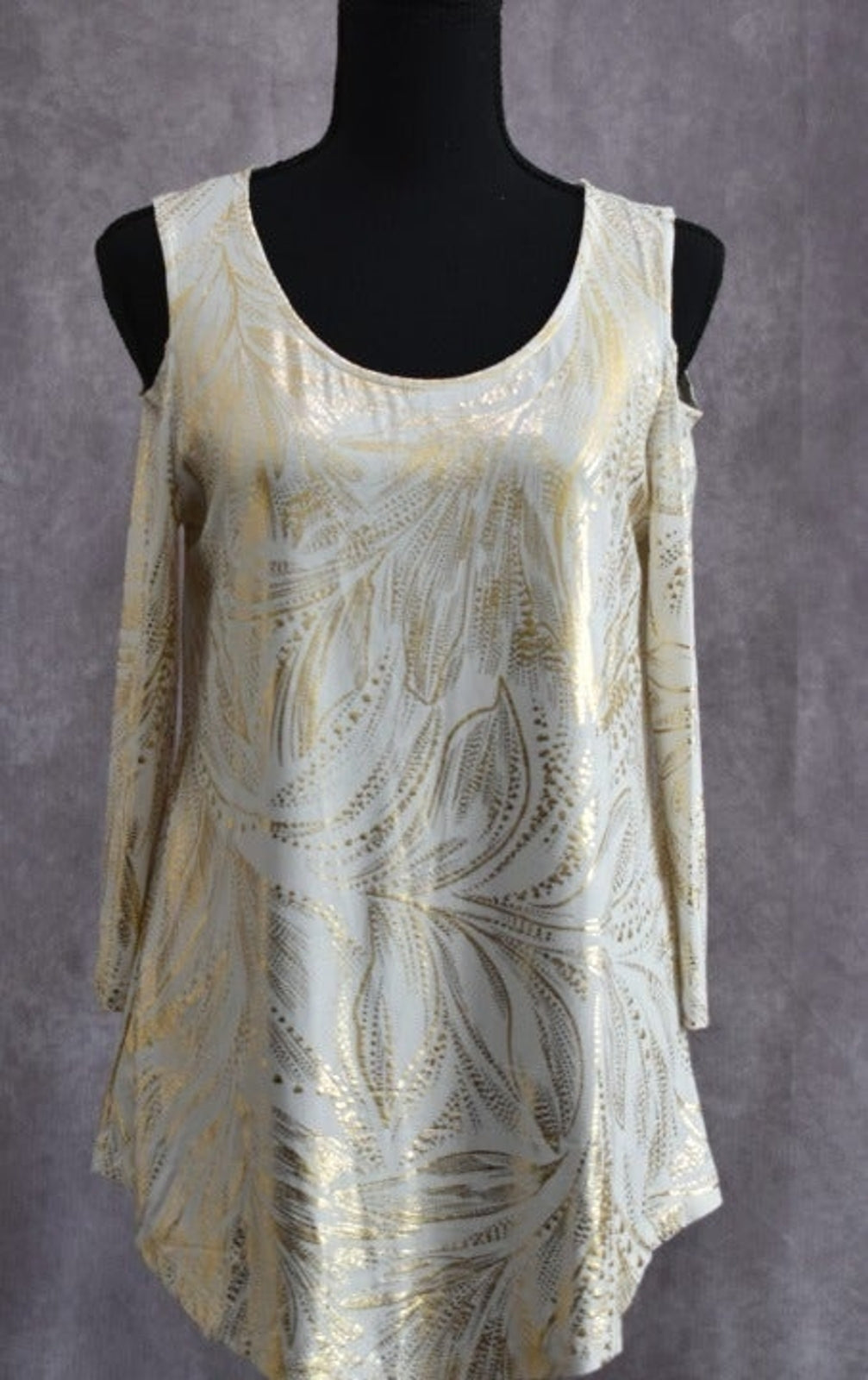 JM Collection Women Top Sz XS Scoop Neck Cold Shoulder Long Sleeve