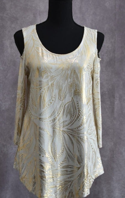 JM Collection Women Top Sz XS Scoop Neck Cold Shoulder Long Sleeve