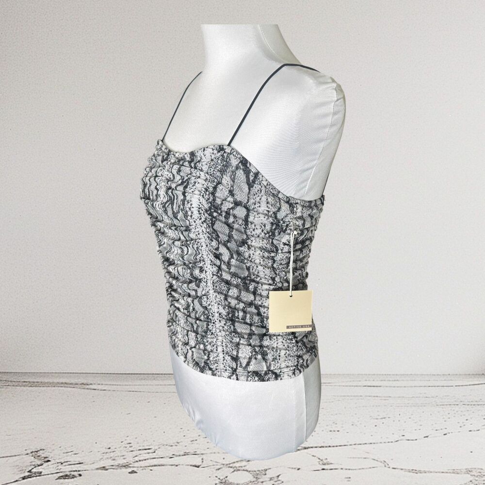 Active USA Crop Top Sz L NWT Mesh Snake Print Spaghetti Straps Elastic Stretch
