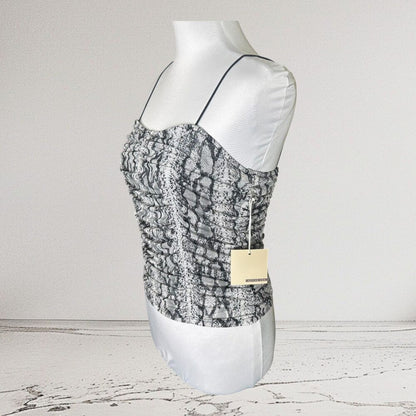 Active USA Crop Top Sz L NWT Mesh Snake Print Spaghetti Straps Elastic Stretch