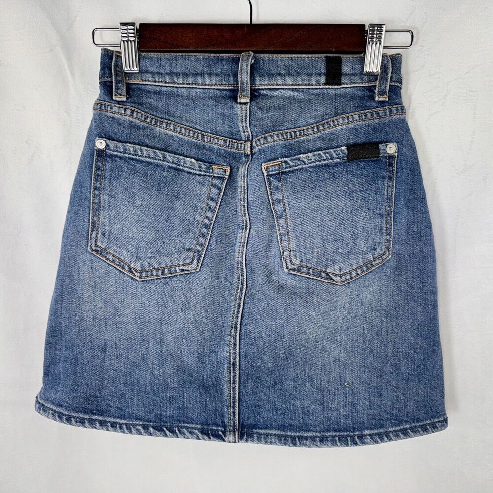 7 For All Mankind Sz 23 Two Tone  Denim Mini Front Zipper 4 pockets Y2K Skirt