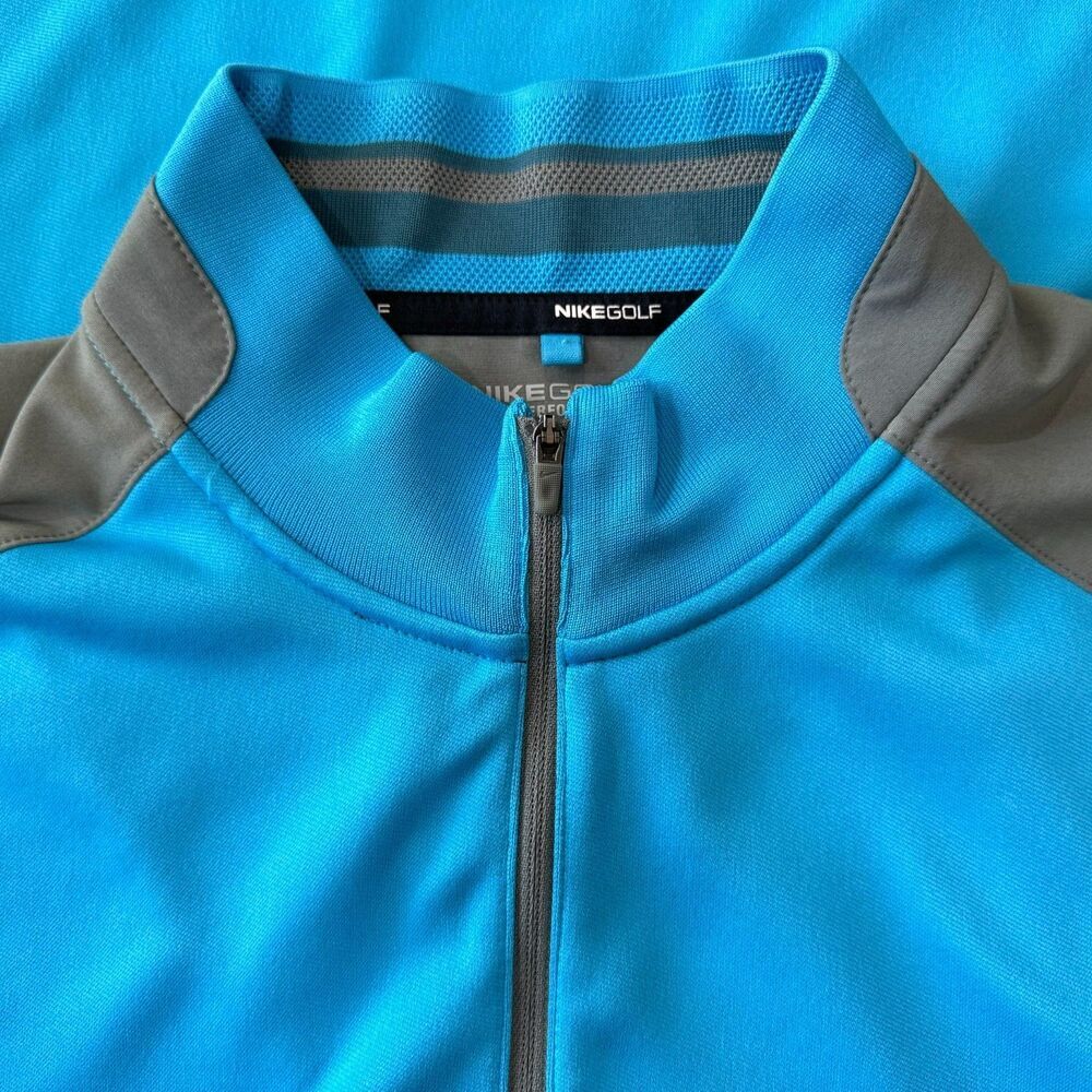 Nike Golf Dri-Fit Tour Performance Men Top Sz L 1/4 Zip Pullover Light Blue Gray