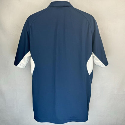Reebok Play Dry Golf Polo Men Sz L Navy and White Short Sleeve Collared