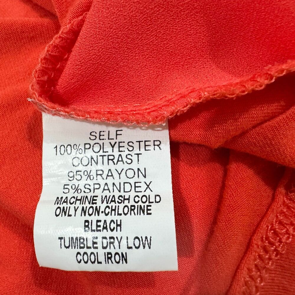 Papermoon Women Blouse Sz 2X Coral Split Neck Sheer Front Knit Back Sleeveless