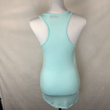 Free Kisses Tank Top Sz L Teal Ruffle Sparkling Racerback
