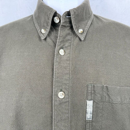 Columbia Shirt Men Sz M Green Flannel Button Up Pocket Long Sleeve Heavy Weight