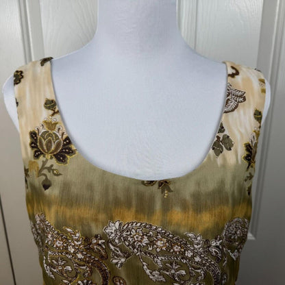 K Studio Collection Tank Top Sz 14 Brown Glitter Scoop Neck Sleeveless Lined