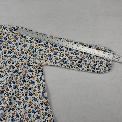 Mario Serrani Women Top Sz S NWT White Floral V-Neck 3/4 Sleeve B2120