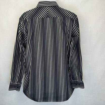 Report Collection Men Shirt Sz L Striped Button Down Long Sleeve Black Gray
