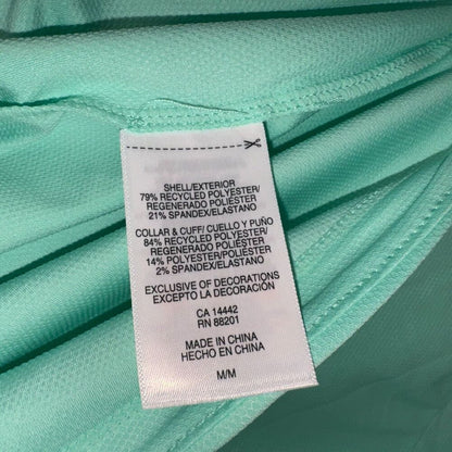 Mondetta Polo Sz M Women's Active 1/4-Zip Green Short Sleeve Mesh Shirt