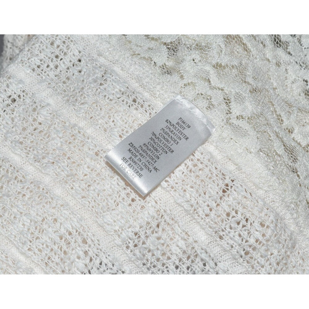 Almost Famous Cream Crochet and knit Boho Sweater Vintage - Size Small