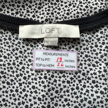 LOFT Anne Taylor Printed Tank Top Sz XS Front Pocket Scoop Neck knit black trim