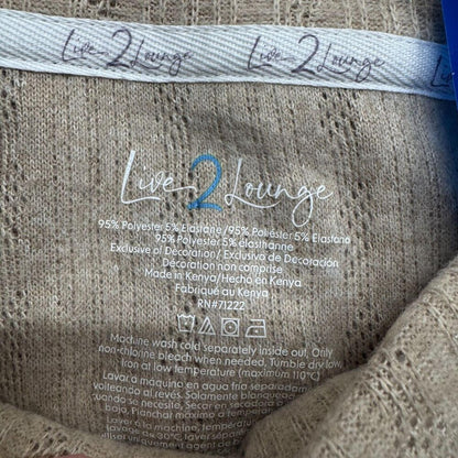 Live 2 Lounge Sz L Women's 3-Piece Textured Lounge Set Cable Knit Tan NWT