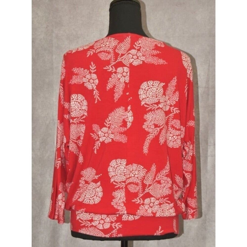 JM Collection Top Women Size XS Red with white flowers