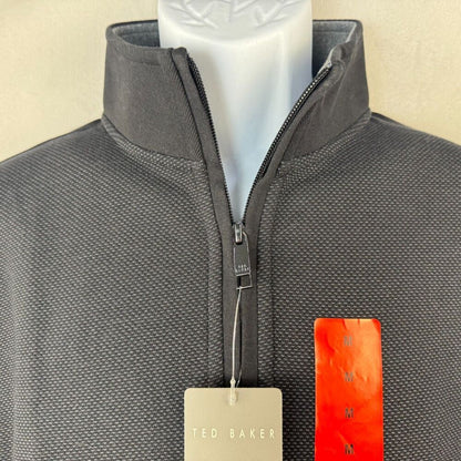 Ted Baker Men Black Sweater Sz M Pullover 1/4 Zip Long Sleeve NWT B2012