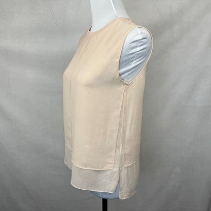 Vince Ladies Top Sz XS Beige Crew Neck Sleeveless Layered