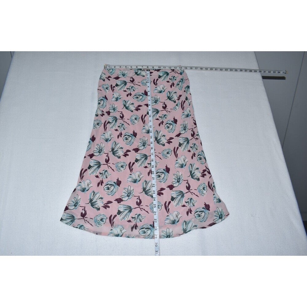 Falda midi Honey Punch talla M, estampado floral rosa, con forro
