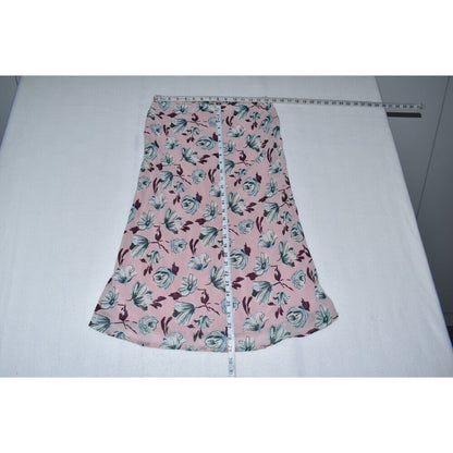 Falda midi Honey Punch talla M, estampado floral rosa, con forro