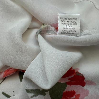 Candies Top Sz S Sheer Ivory Floral Round Neck Cut Out Cold Shoulder