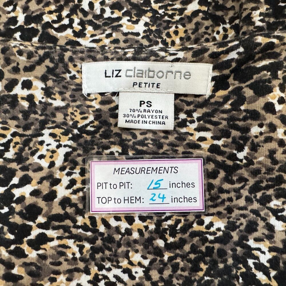 Liz Claiborne Tank Top Sz  PS Brown Leopard Animal Tiered Ruffled Sleeveless