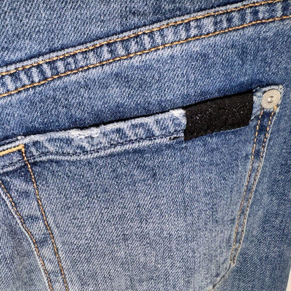 7 For All Mankind Sz 23 Two Tone  Denim Mini Front Zipper 4 pockets Y2K Skirt