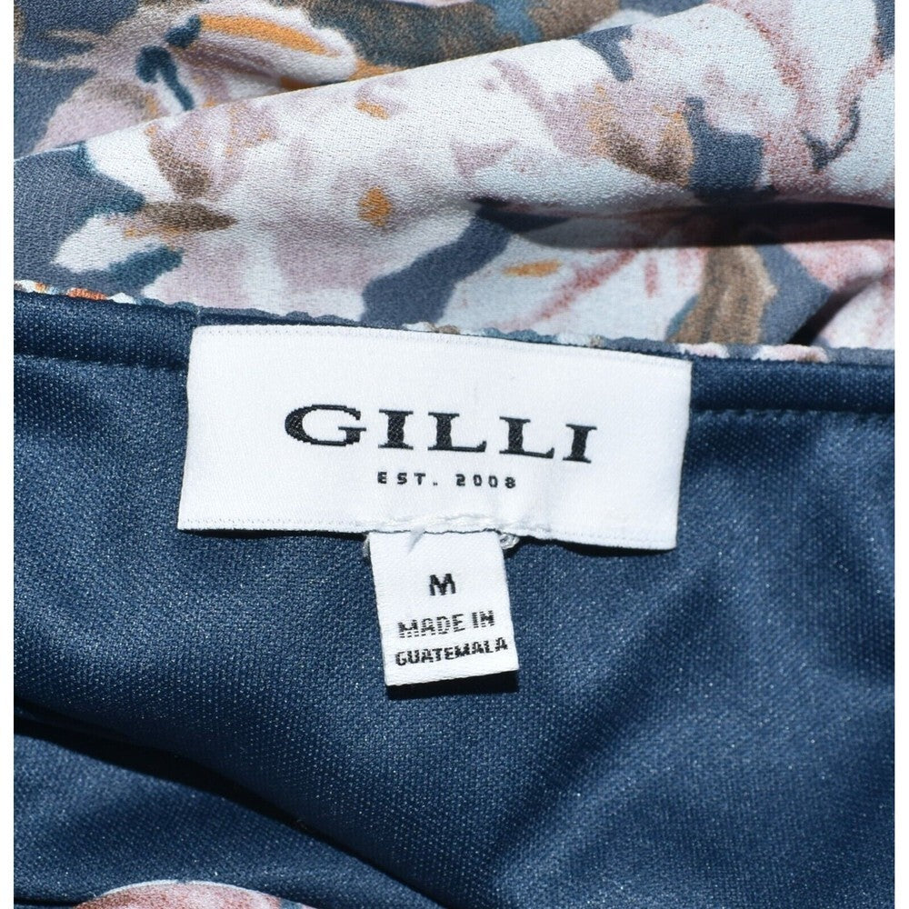 Gilli Lined Blue Floral V Neck Tank Top Double Spaghetti  Strap - Size Medium