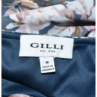 Gilli Lined Blue Floral V Neck Tank Top Double Spaghetti  Strap - Size Medium