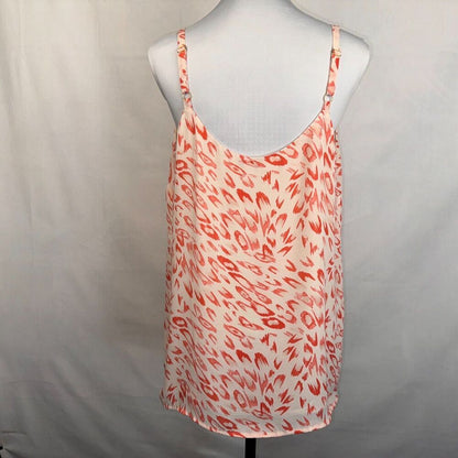 CAbi Layering Tank Sz M Ivory with Coral Print VNeck Spaghetti Straps