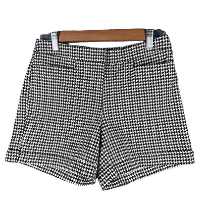 SOHO Women’s  Black & White Houndstooth Shorts w/ Pockets, Elastic - Size 6