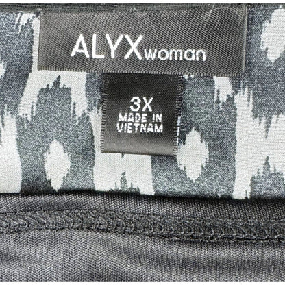 Alyx Blouse Sz 3X Sheer Black White 2-Piece V-Neck roll up sleeves