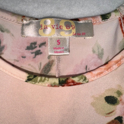 La Vie 89 Halter Top Sz S Peach Floral Cold Shoulder