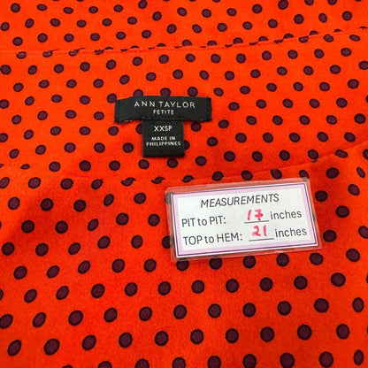 Ann Taylor Top Sz XXSP Orange Polka Dot Side Ruche and Tie Boat Neck Sleeveless