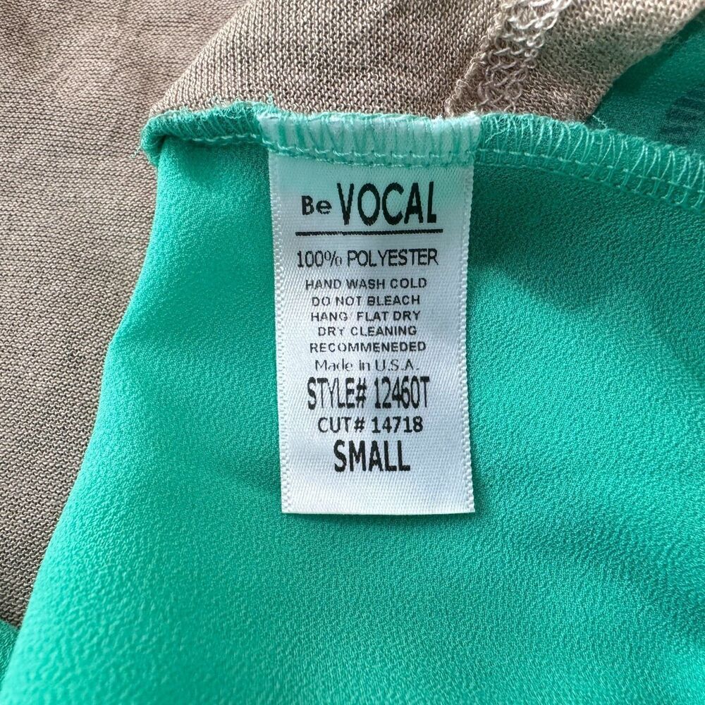 Voice Of California Top Sz S Knit Green Geometric Sequined Sleeveless