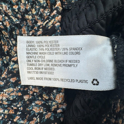 Wild Fable Top Sz M Cropped Black Floral Square Neck Long Sheer Sleeve Lined