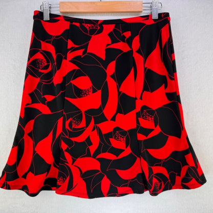 Falda Express línea A, talla M, corte acampanado y fluido, negro y rojo, cintura elástica