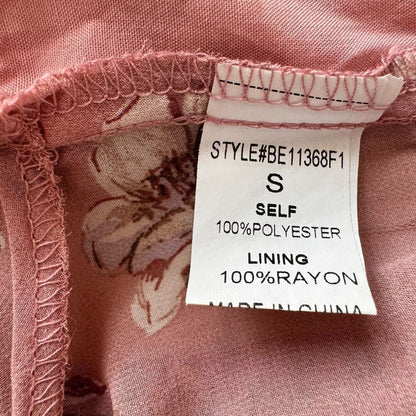 Papermoon Crop Top Sz S Pink Floral Back Tie Puff Sleeve Sweetheart neckline