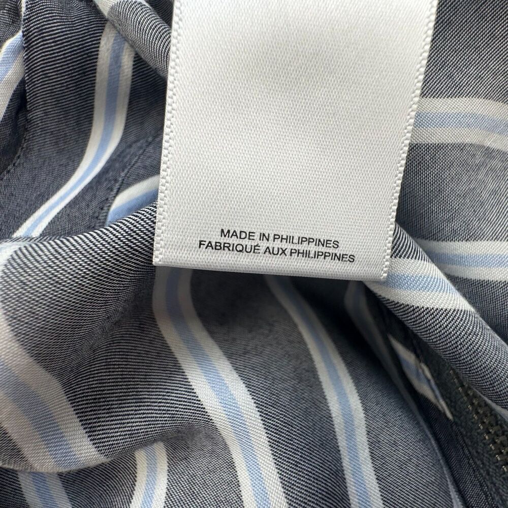 Express Crop Crop Top Sz XS Stripe Gray Blue White Flounce Back Zipper