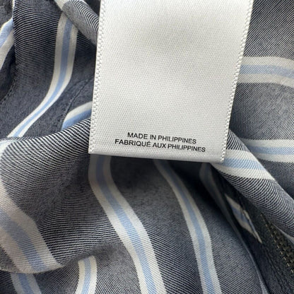 Express Crop Crop Top Sz XS Stripe Gray Blue White Flounce Back Zipper