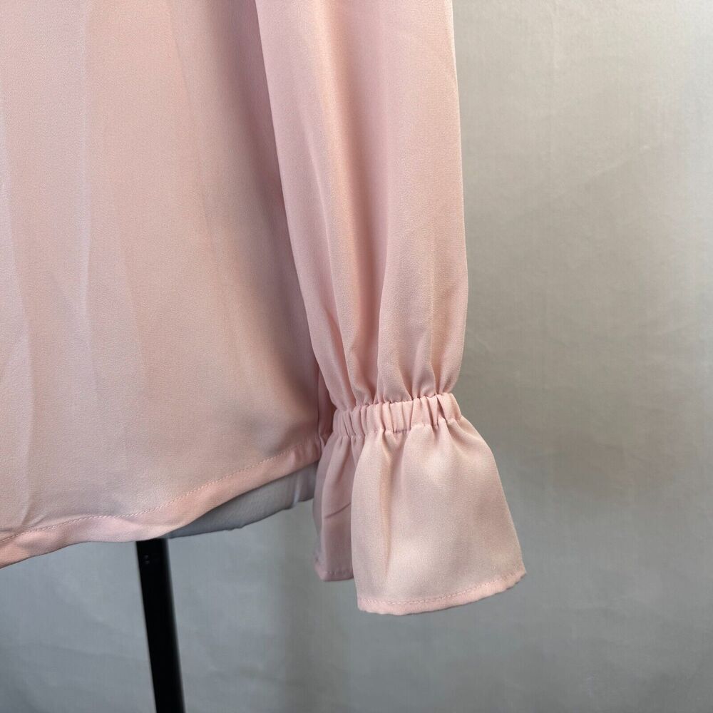 Banana Republic NWT Sheer Pink Sz XS Elastic Crew Neck Long Sleeve Flutter Cuffs