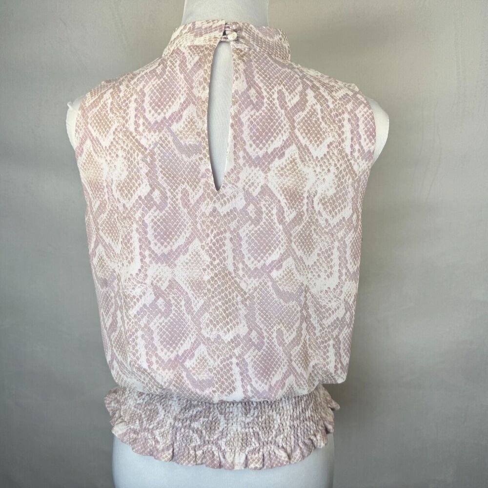 White House Black Market Top Sz 4 Pink Faux Wrap Front Tie V-Neck Elastic Waist