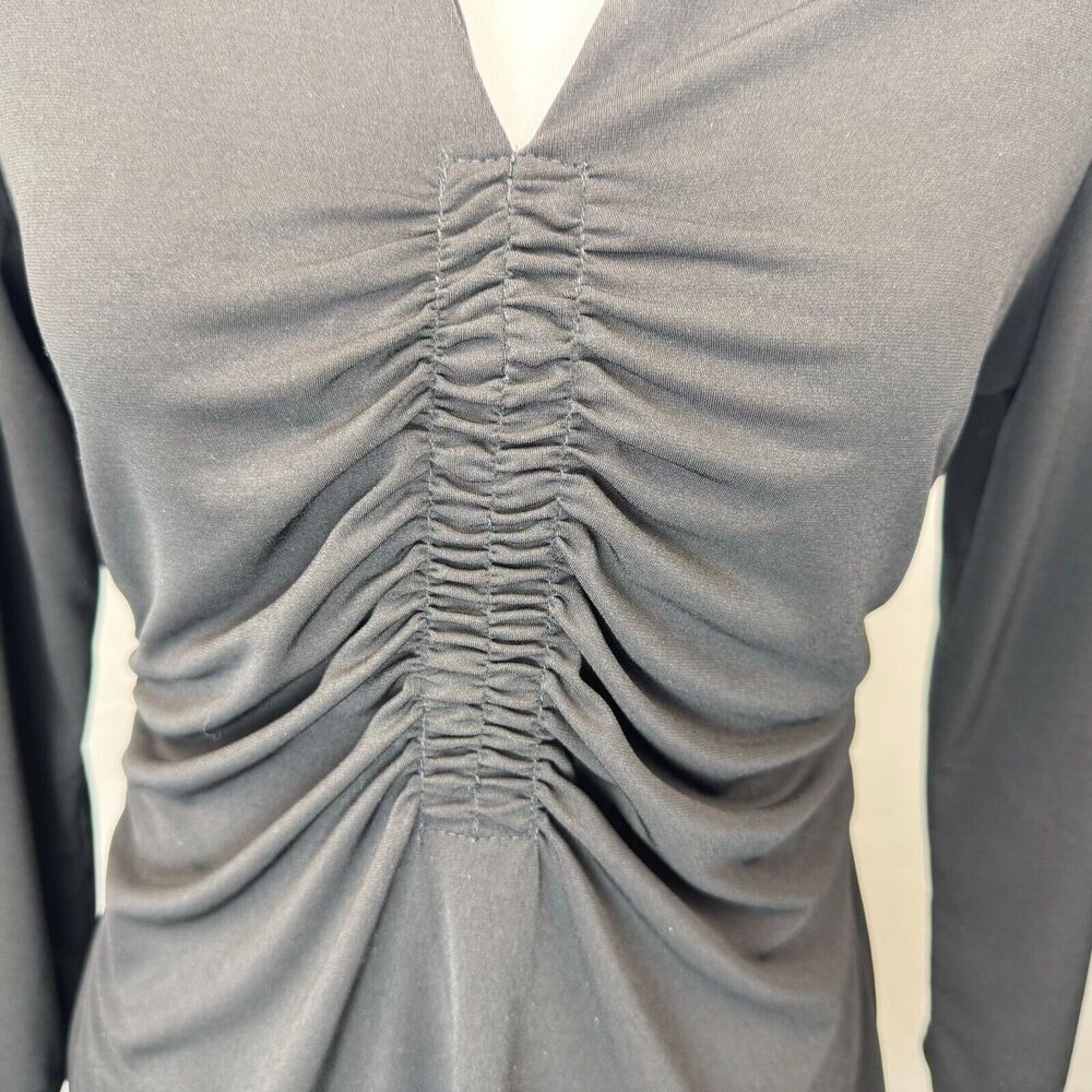 Alfani Women Blouse Sz M Long Sleeve V-Neck Ruched Front