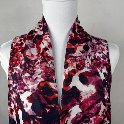 Liz Claiborne Women Blouse Sz S Sheer Multicolor Pleated Sleeveless Split Seams