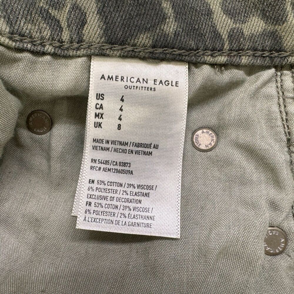 American Eagle Next Level Ladies Mini Skirt Sz 4 Stretch Camouflage Hi Rise