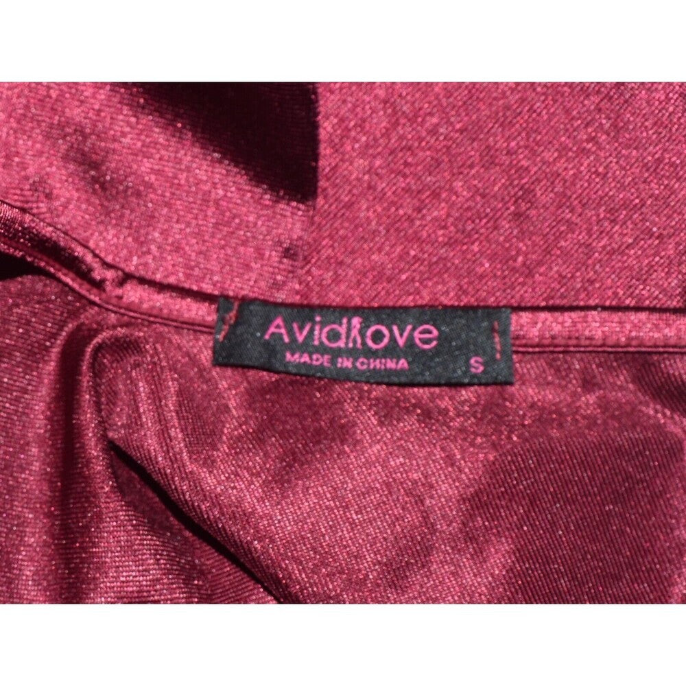 Avid Love Sz S One Piece Burgundy Bodysuit Black Lace Trim