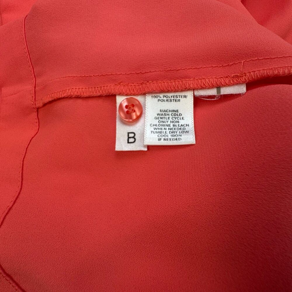 Loft Ann Taylor Top Sz S Orange Boat Neck Pleated Sleeveless Keyhole Back