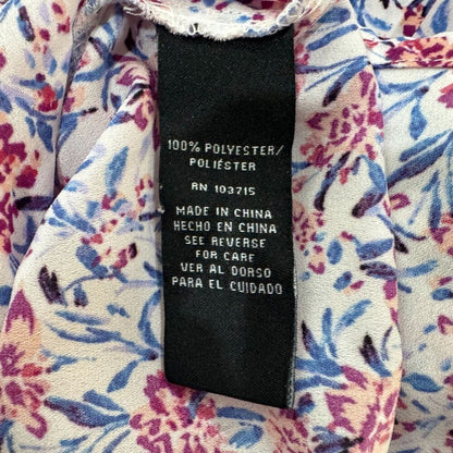 Zac & Rachel Women Tunic Sz M White Floral Print Hiding Buttons Sleeveless VNeck