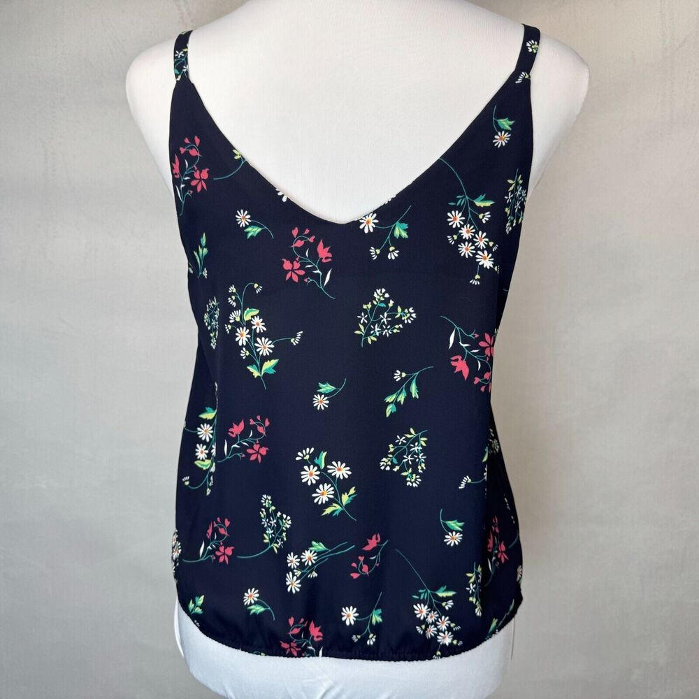 Sienna Sky Crop Top Sz S Black Floral Strappy Spaghetti Strap Front Knot